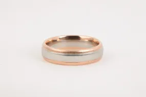 950 Platinum & 14k Rose Gold Ring Band Size 9.75 (12.65g.)