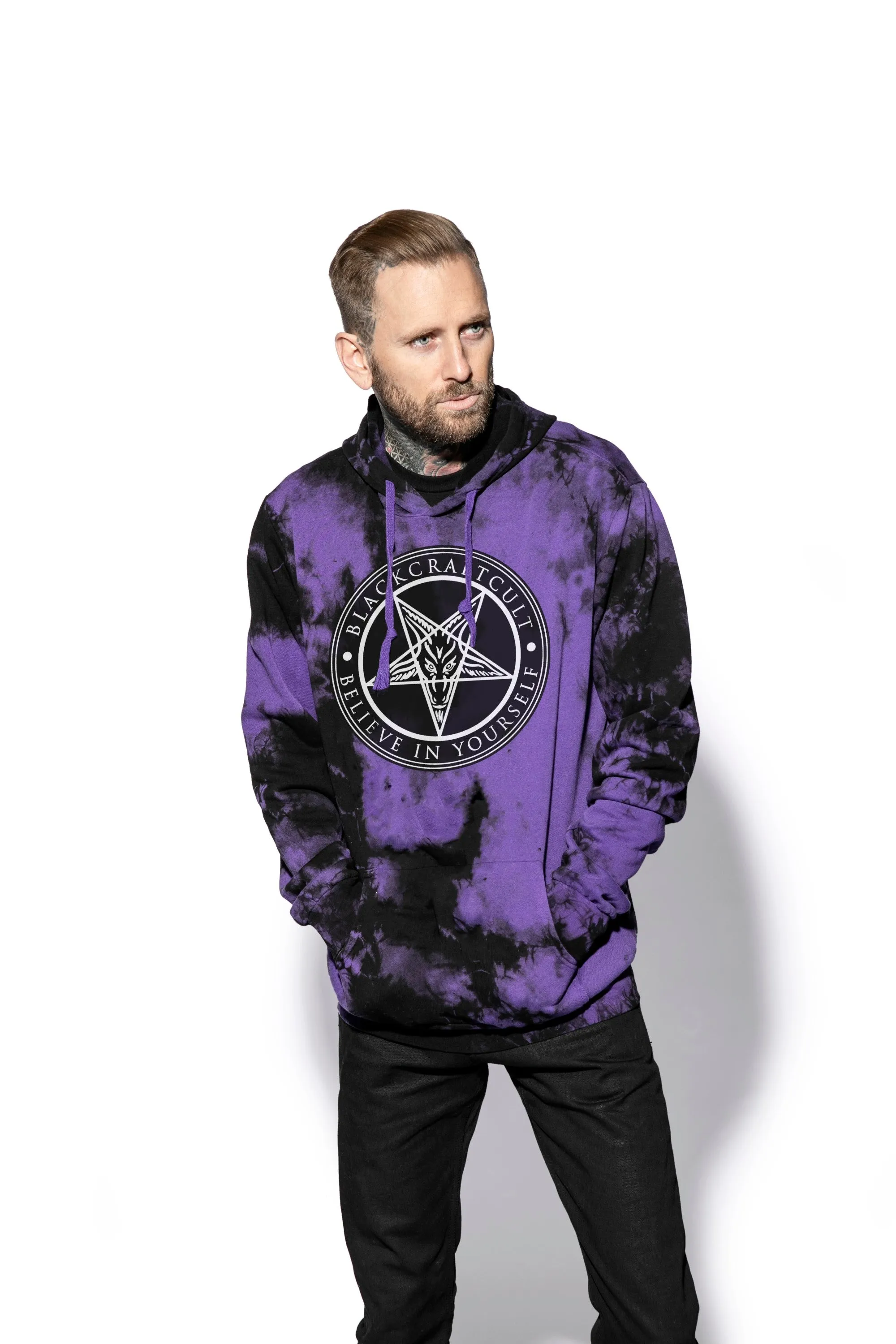 Believe In Yourself - Purple Lightning Dye Hooded Pullover