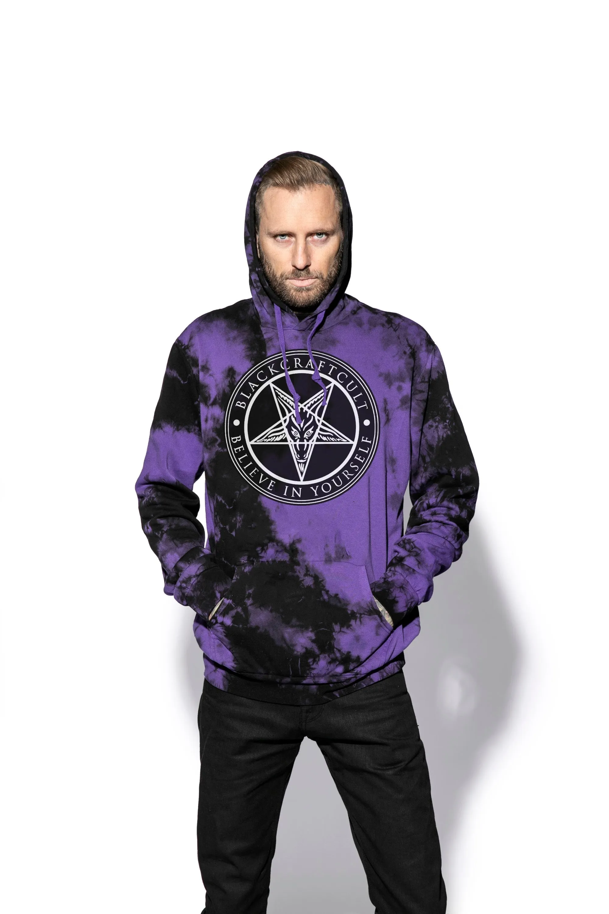 Believe In Yourself - Purple Lightning Dye Hooded Pullover