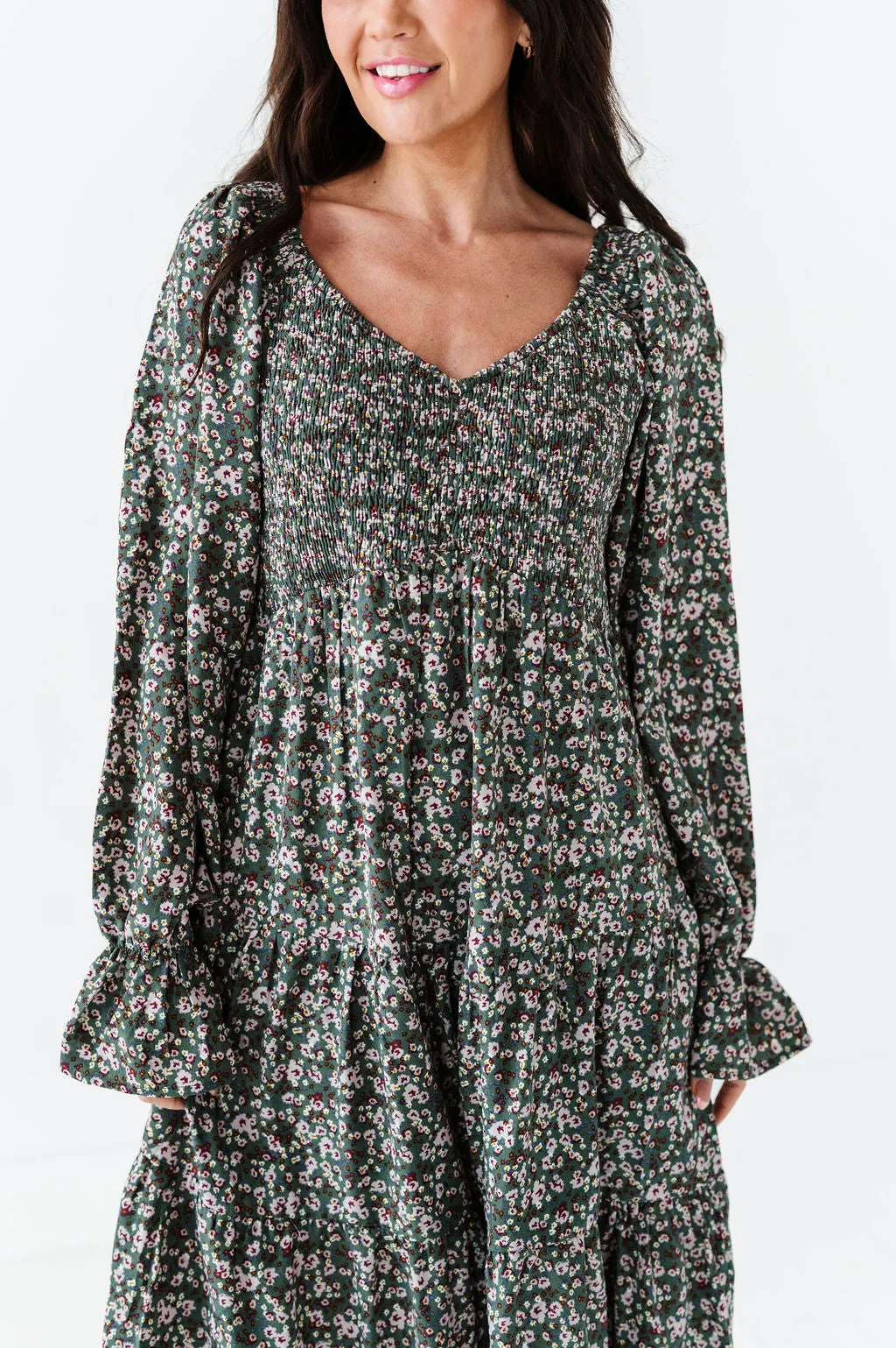 Billie Floral Dress in Sage