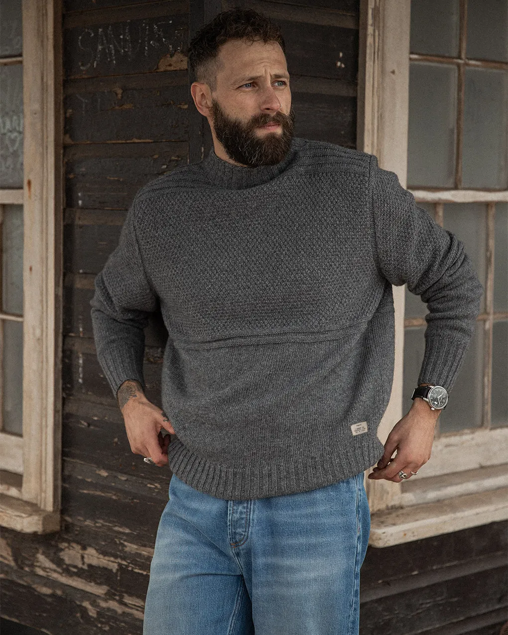 Birling Mock Neck Knit - Grey