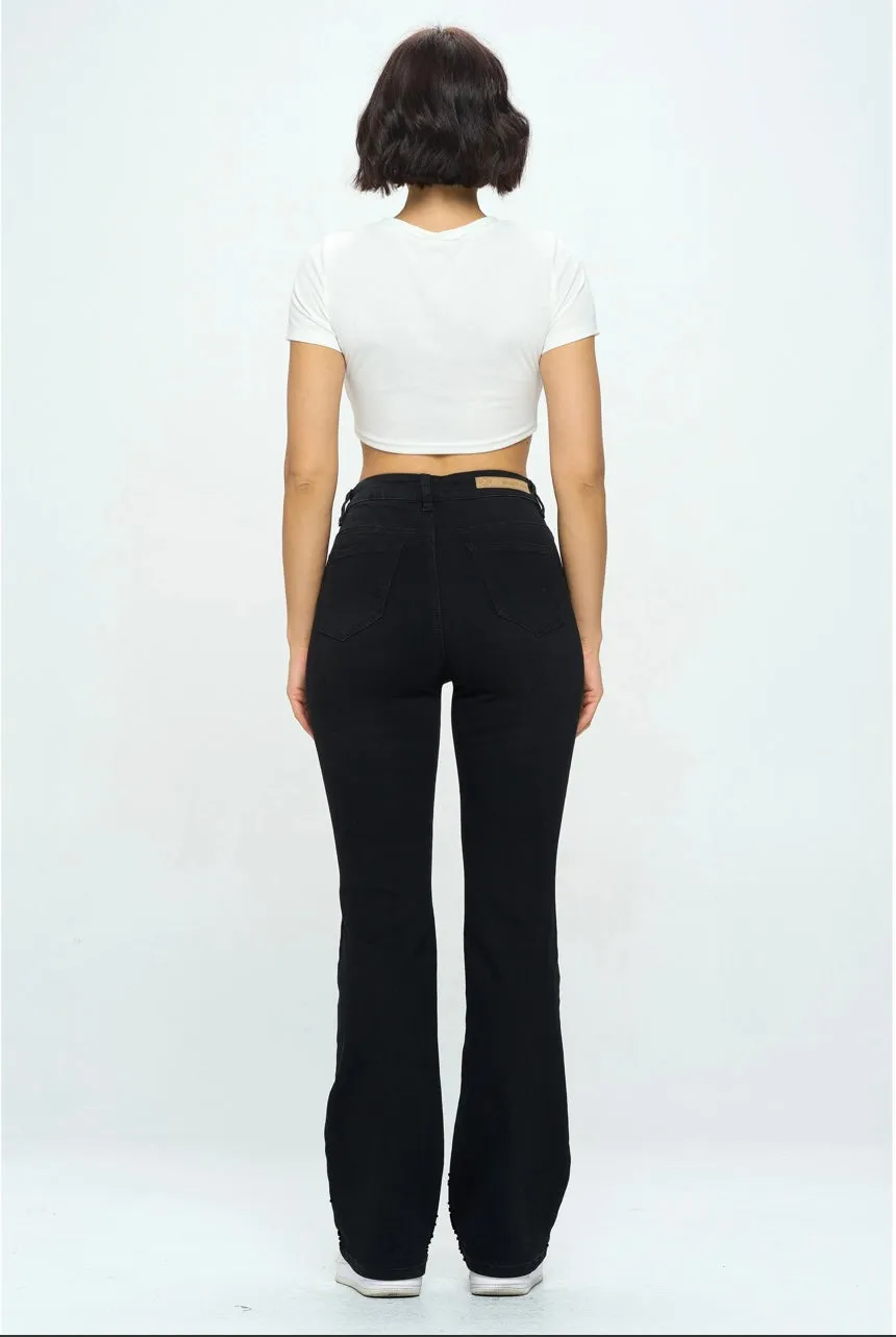 Black flare high waisted jeans