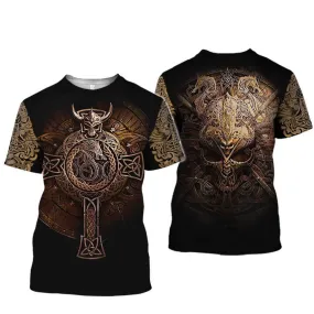 Celtic Knot Dragon Skull Polyester Viking T-shirt