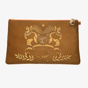 Clutch "Hunter Brown" with golden print