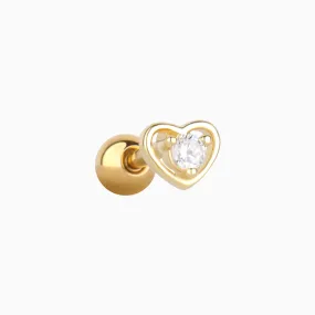 Cutout Heart Gemstone Stud