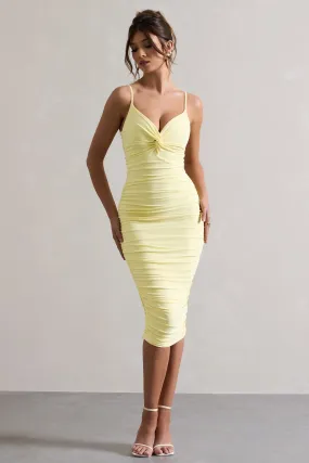 Desired | Robe mi-longue froncée à nud citron