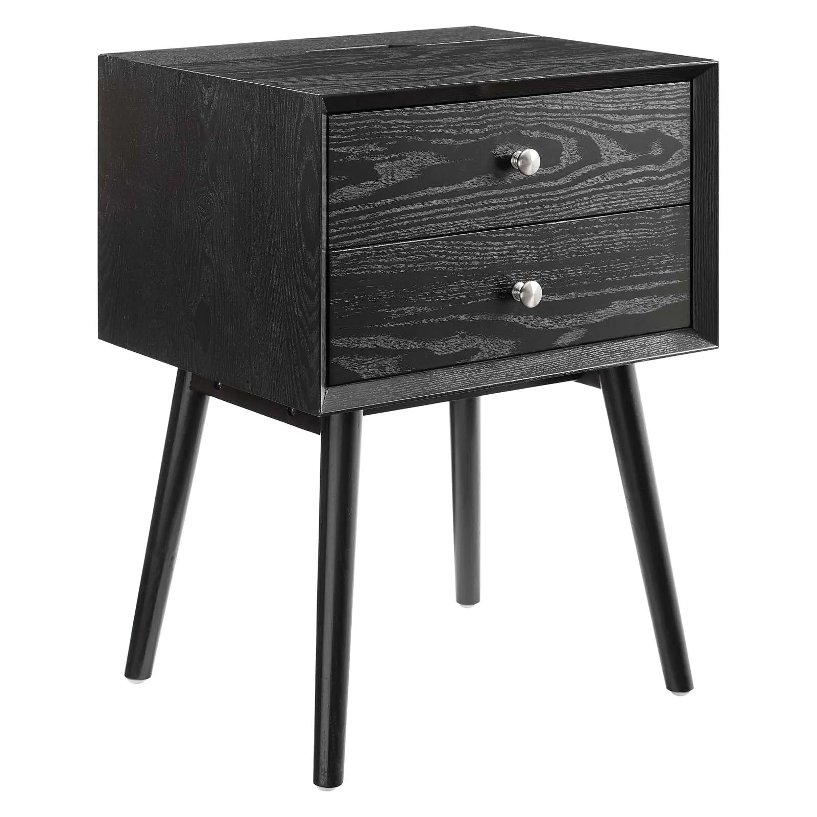 Ember Wood Nightstand With USB Ports