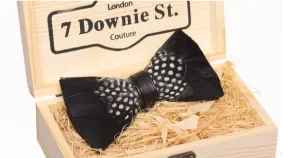 Feather Bow Tie in Black