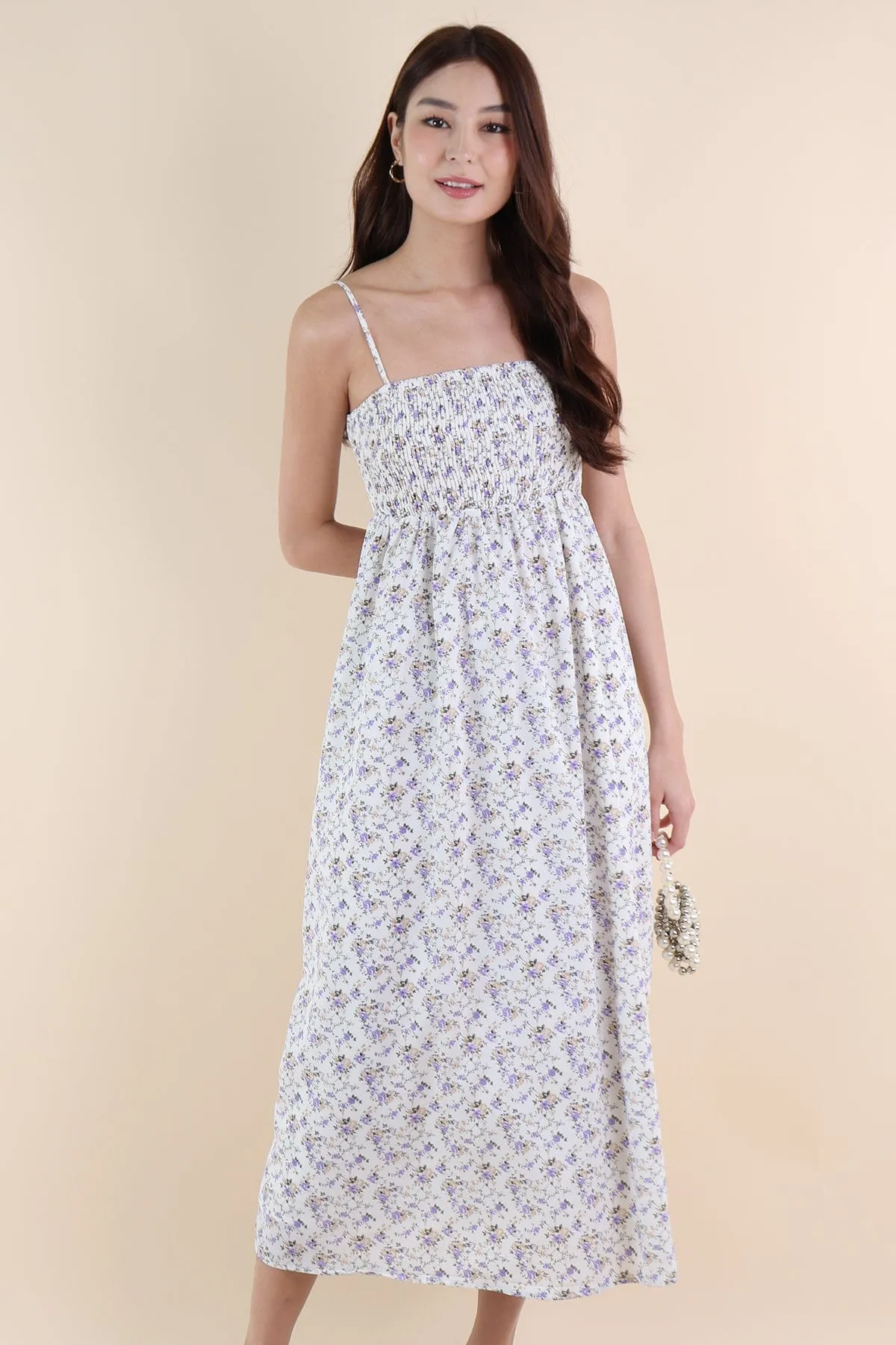 FUJI FLORAL MAXI DRESS IN  LILAC