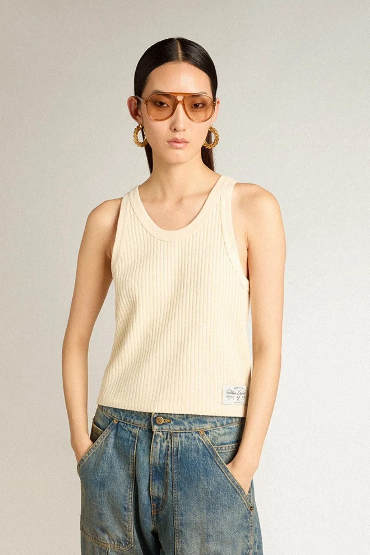 Golden Goose Ribbed Tank - Shortbread