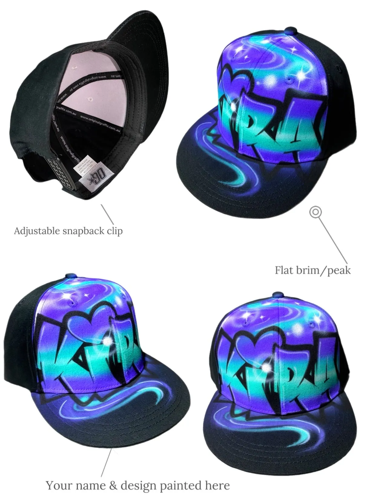 Graffiti Black Front Swirl Snapback (1)