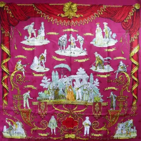 Hermes Jacquard Silk Scarf La Comédie Italienne Grail PINK