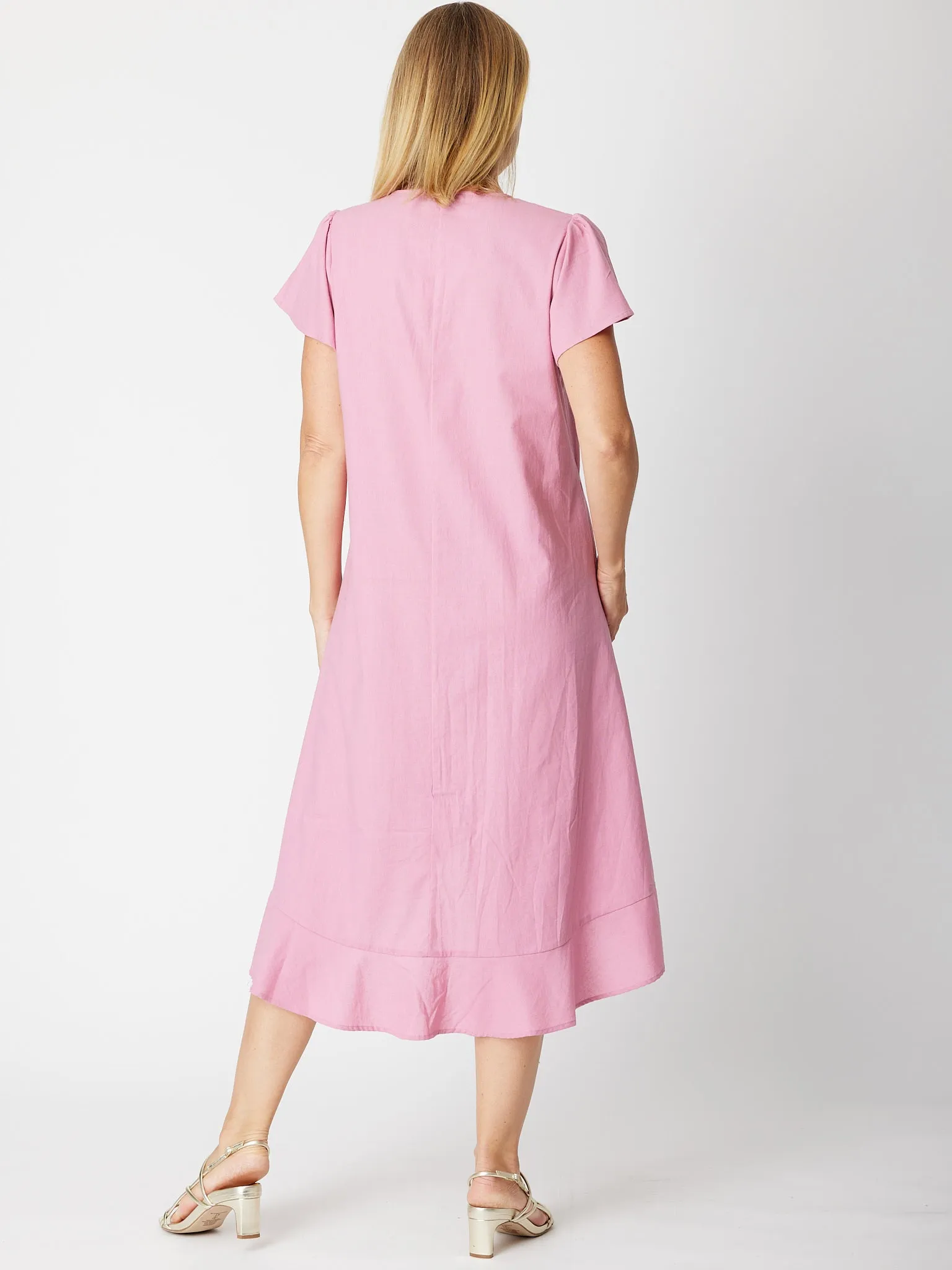 Ho Chi Ruffle High low Dress -Pink