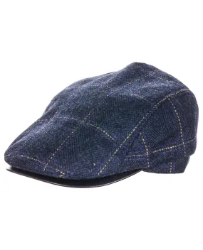 Navy Pane Tweed Wool Blend Cap