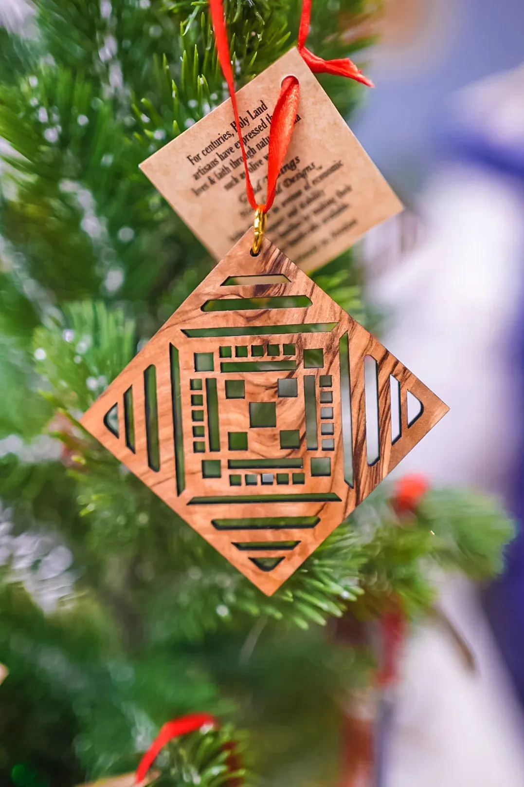 Olive Wood Snow Ornament