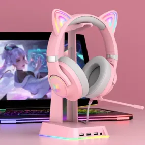 Pink Cat Ear Wired Headphone - ONIKUMA X30