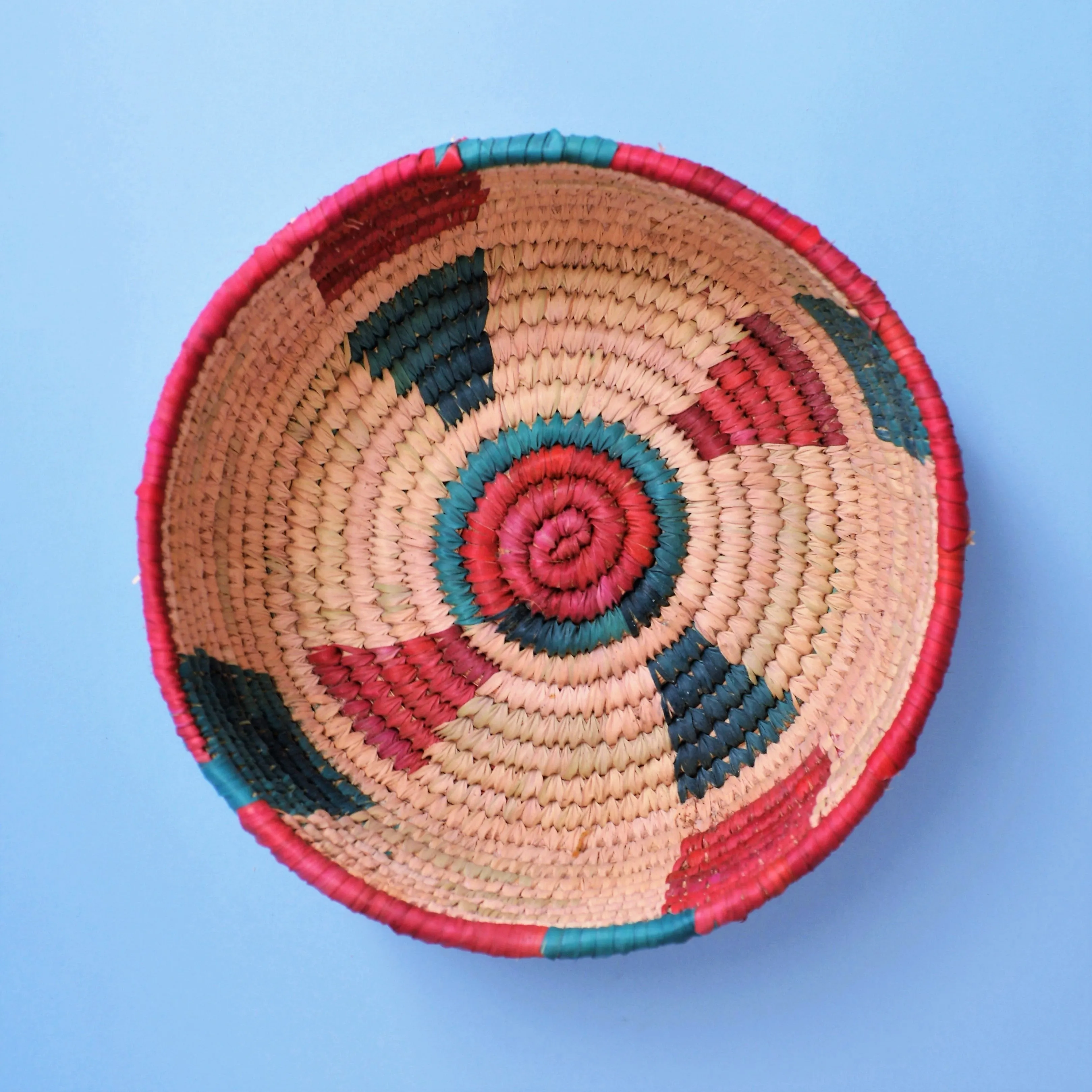 Woven fruit basket (green and red)